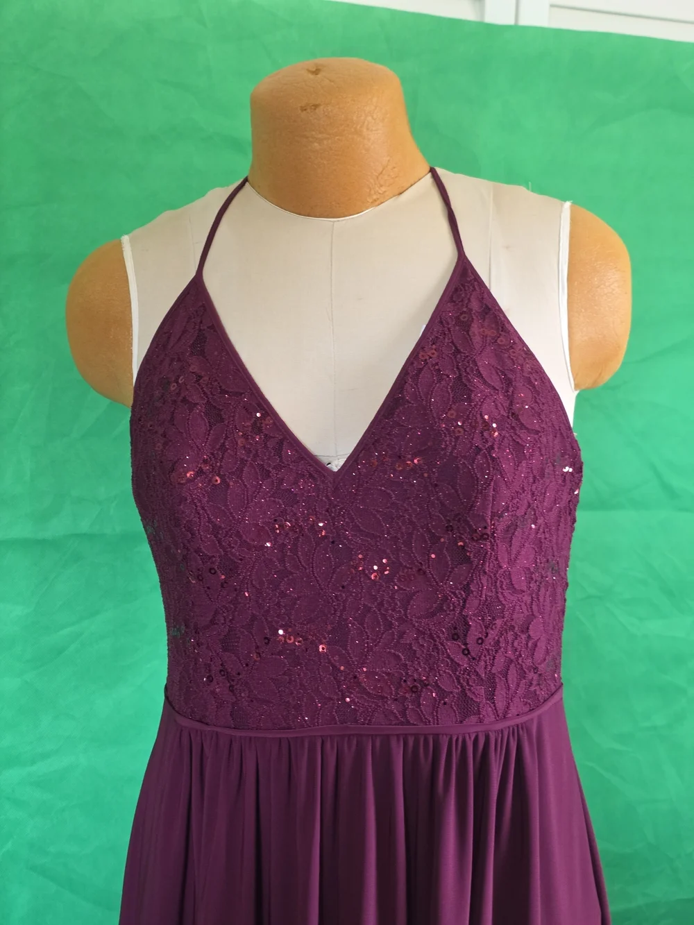 DB Studio Glitter Lace Formal Gown Merlot Burgandy NWT Size 12 - Picture 4 of 16